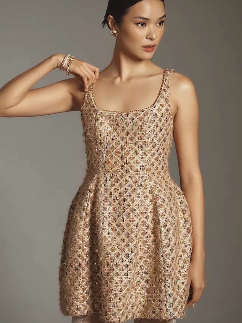 Maeve Tweed Fit & Flare Mini Dress